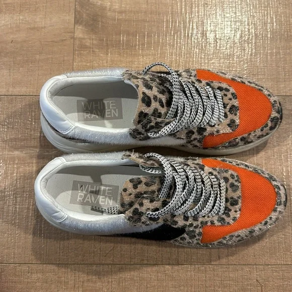 EUC White Raven Loyal Leopard Mixed Print Platform Sneaker Size 6 - Picture 4 of 7